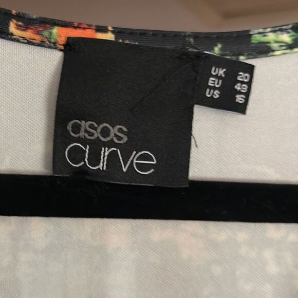 ASOS Curve Black and Orange Sheath Dress V-Neck 3/4 Sleeve - Picture 4 of 7